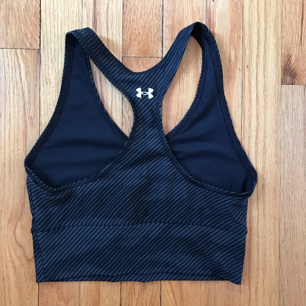 Under Armour Black Striped Sports Bra Small